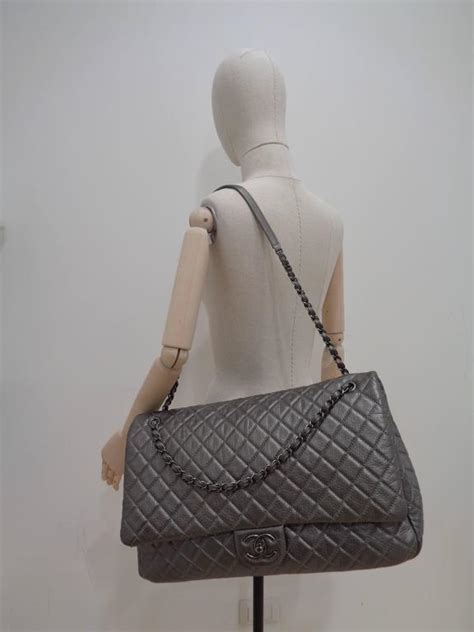 chanel bag silver|large Chanel shoulder bag.